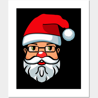 Christmas Santa Claus Face Xmas Cartoon Posters and Art